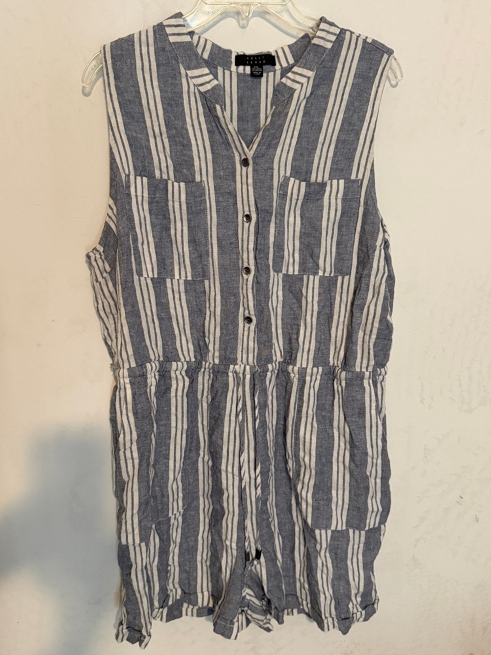 Striped Navy & White Sleeveless romper!